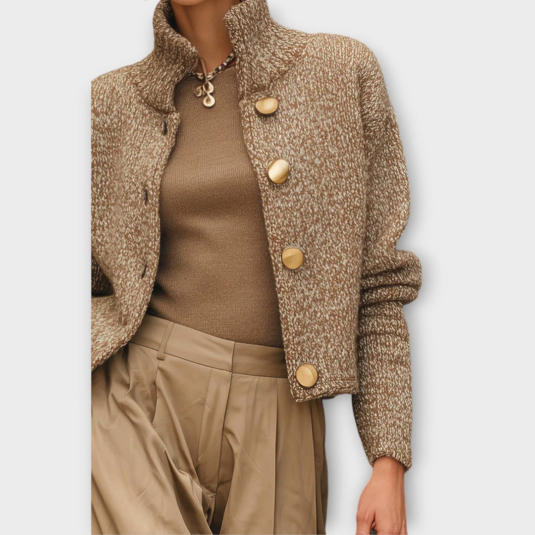 Giacca in Maglia Testurizzata con Bottoni Luxe
