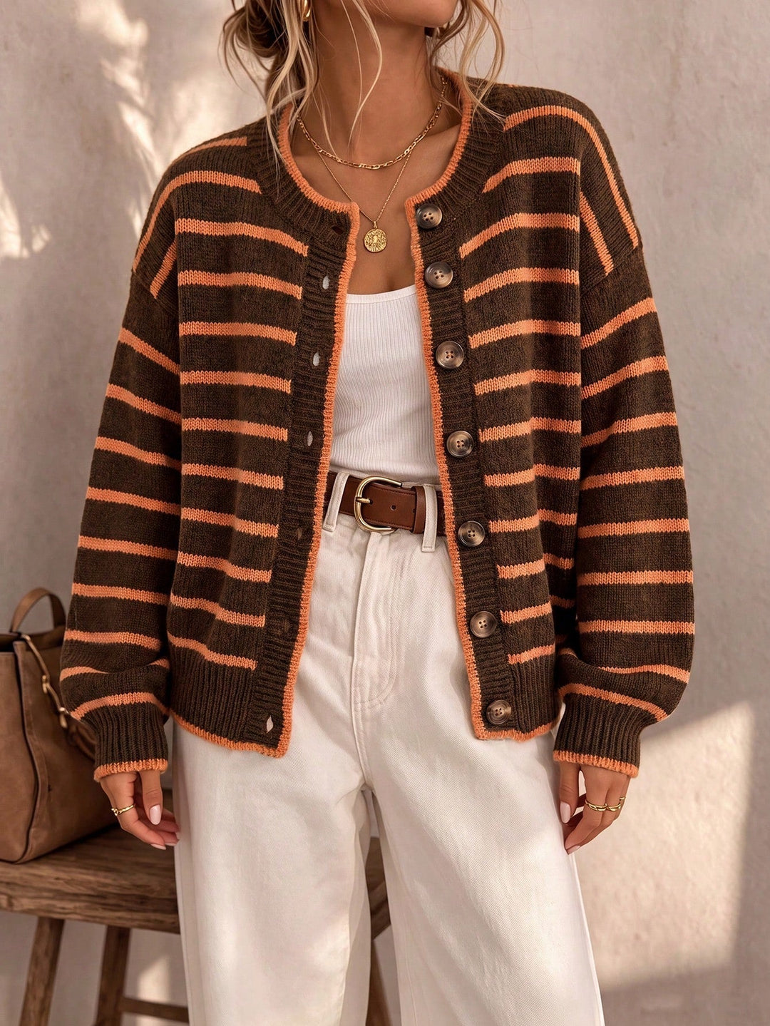 Céliane | Cardigan a Maglia a Righe Chic
