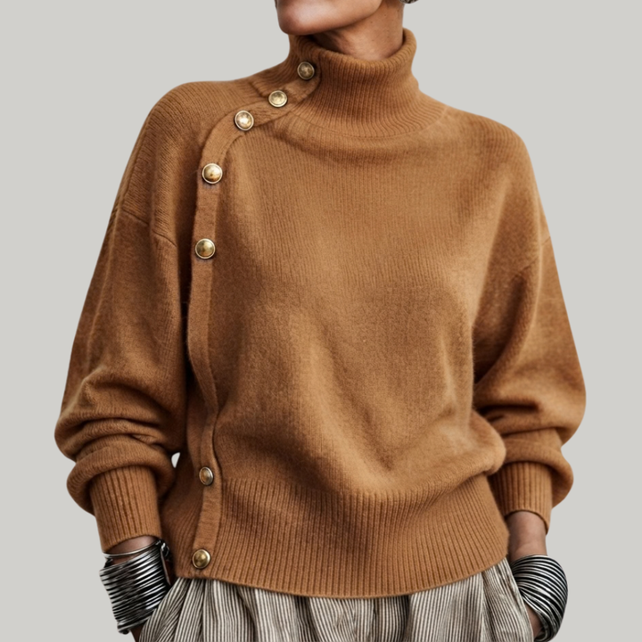 MAGLIONE CON COLLO ALTO E BOTTONI PER DONNE