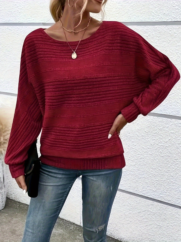 MAGLIONE A MANICHE BATWING RIBBATO PER DONNE