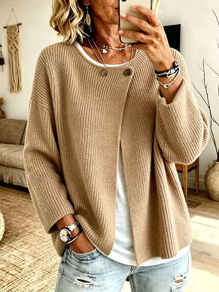 CARDIGAN IN MAGLIA A COSTE DA DONNA CON ORLO ASIMMETRICO