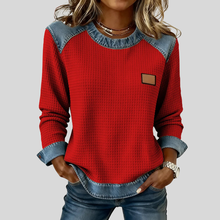 FELPA DONNA IN DENIM TEXTURIZZATO