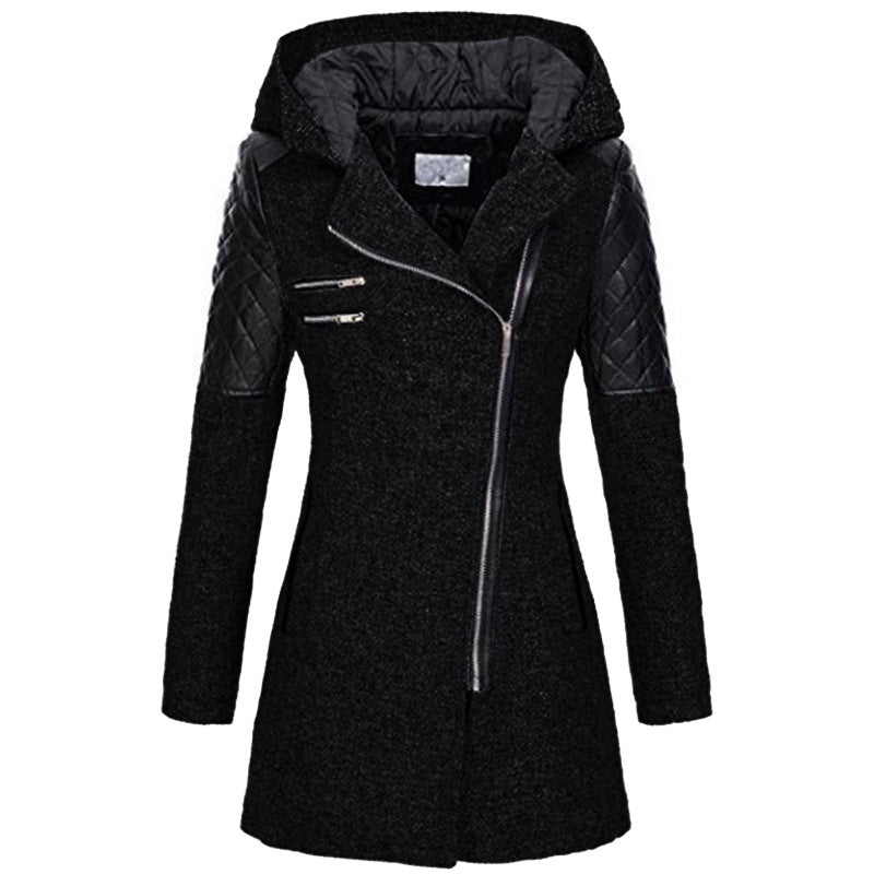 CAPPOTTO CON CAPPUCCIO ZIP ASIMMETRICO PER DONNE