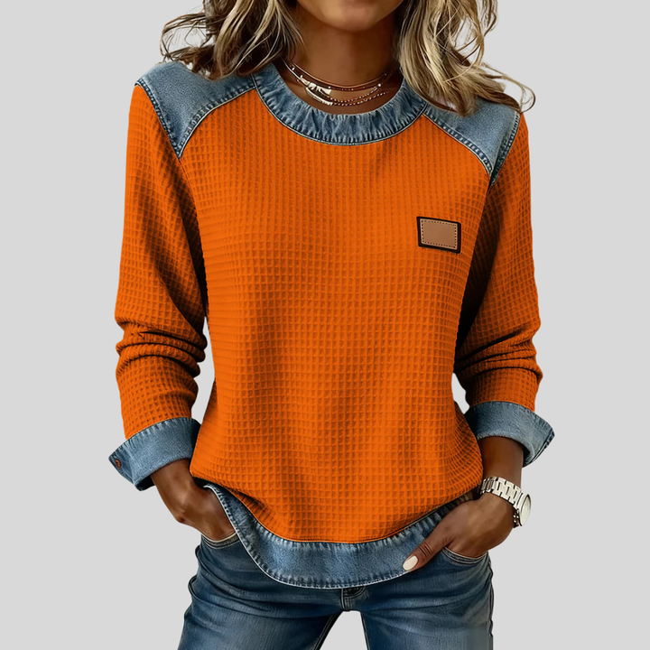 FELPA DONNA IN DENIM TEXTURIZZATO