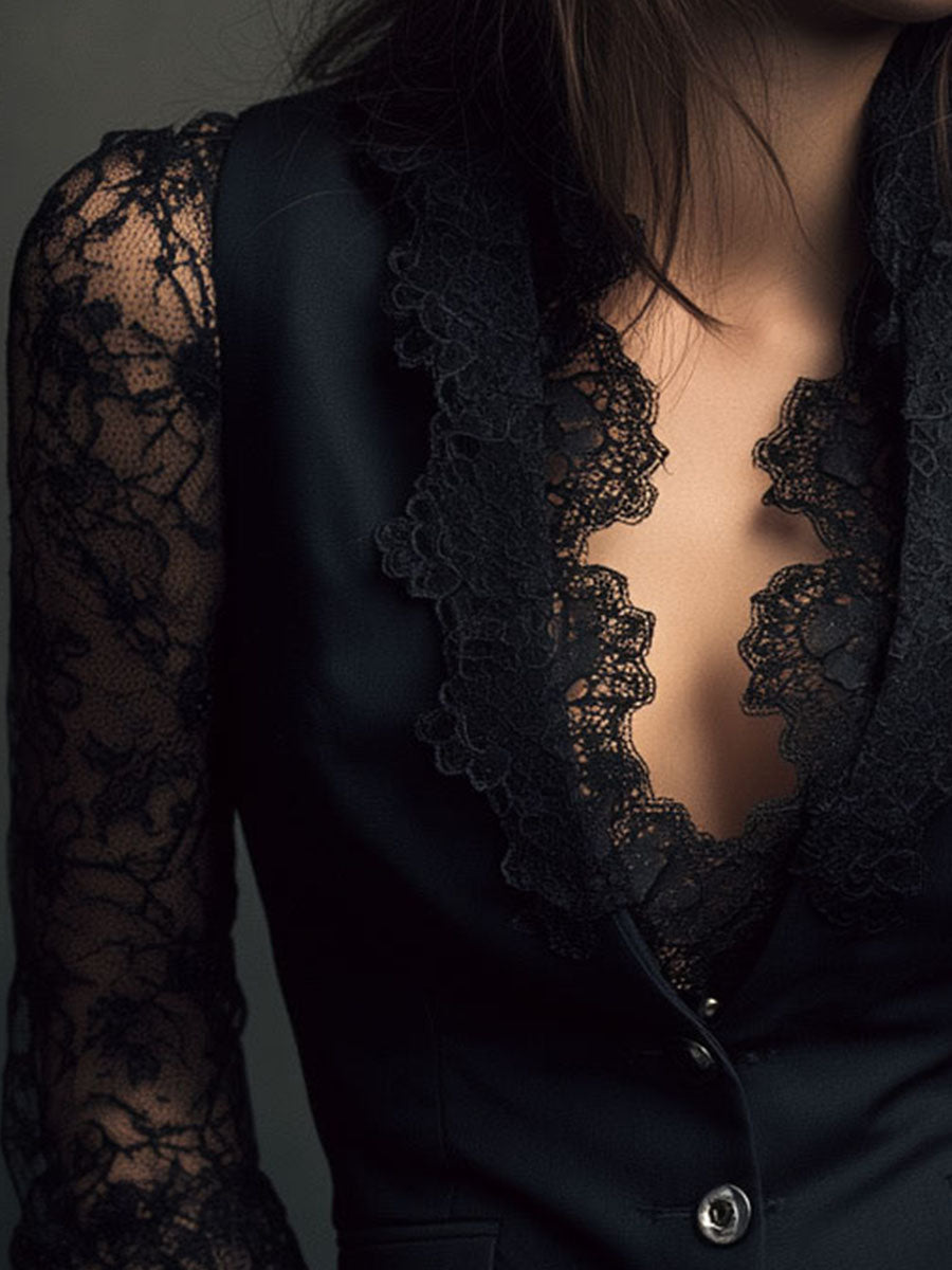 BLAZER CON MANICHE IN PIZZO PER DONNE