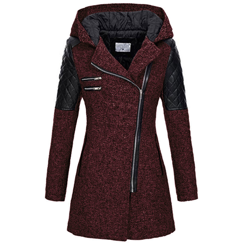 CAPPOTTO CON CAPPUCCIO ZIP ASIMMETRICO PER DONNE