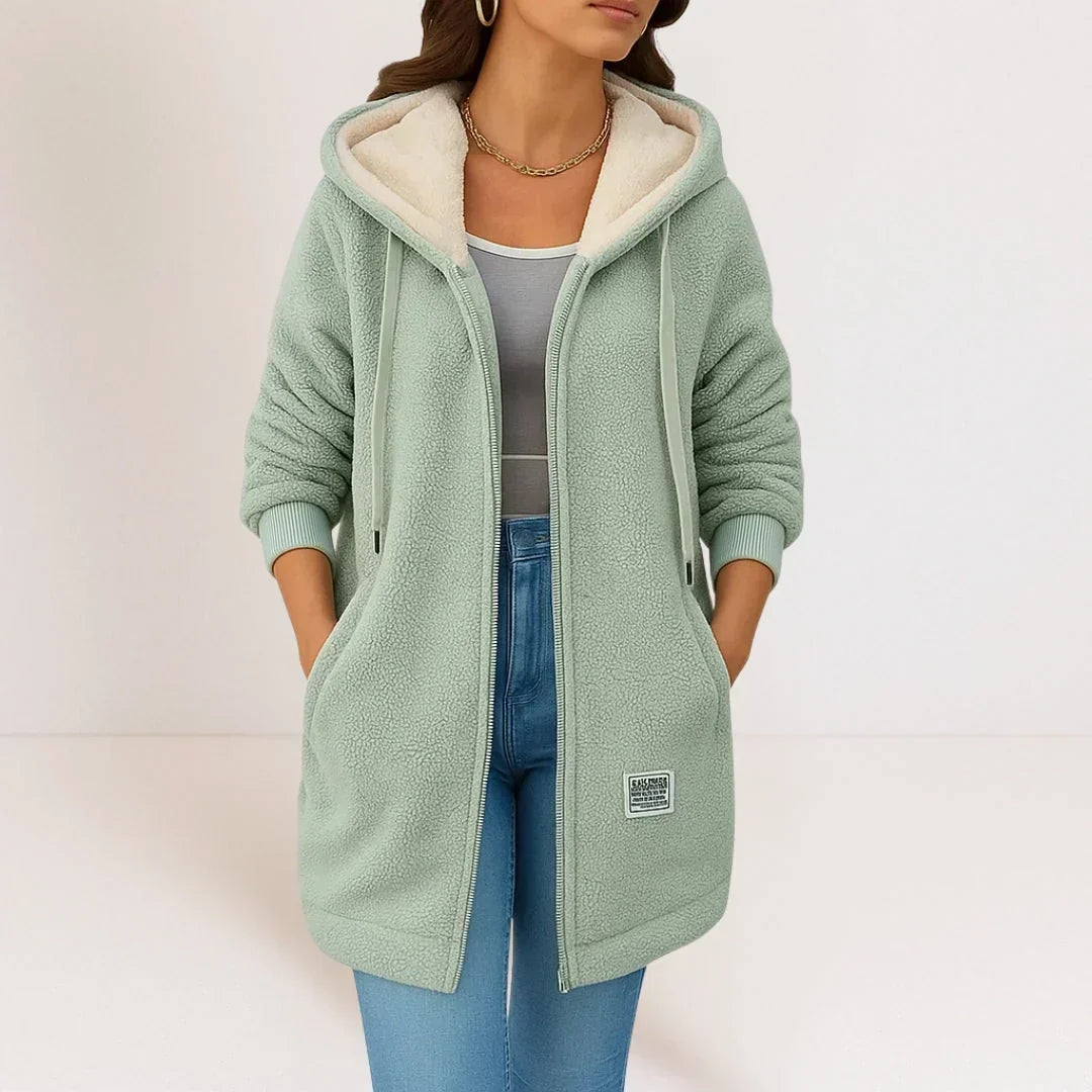 LIVIA ITALIA | GIACCA FLEECE LUNGA CON CAPPUCCIO PER DONNE