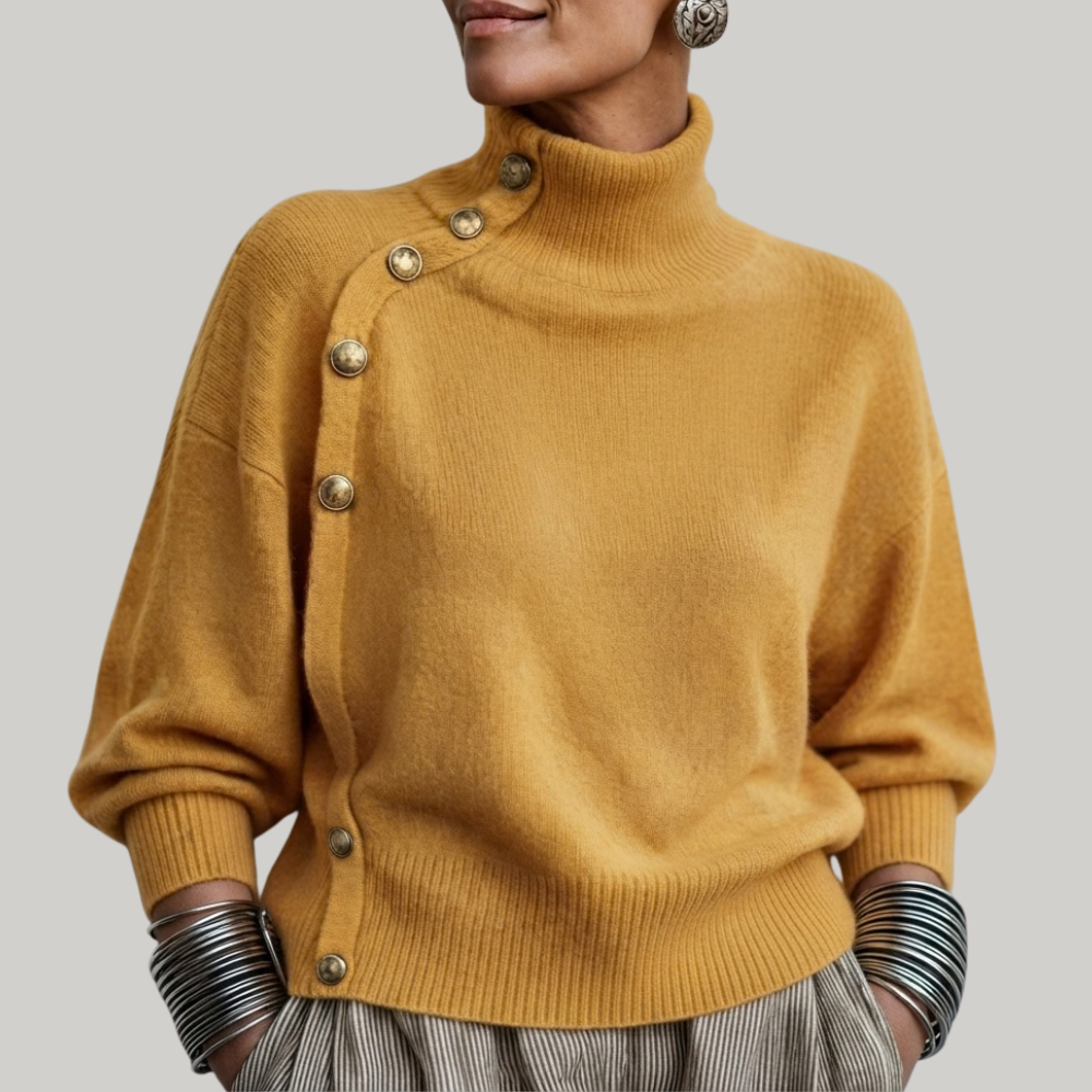 MAGLIONE CON COLLO ALTO E BOTTONI PER DONNE