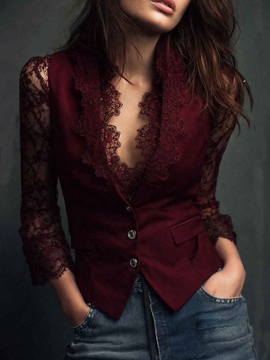 BLAZER CON MANICHE IN PIZZO PER DONNE