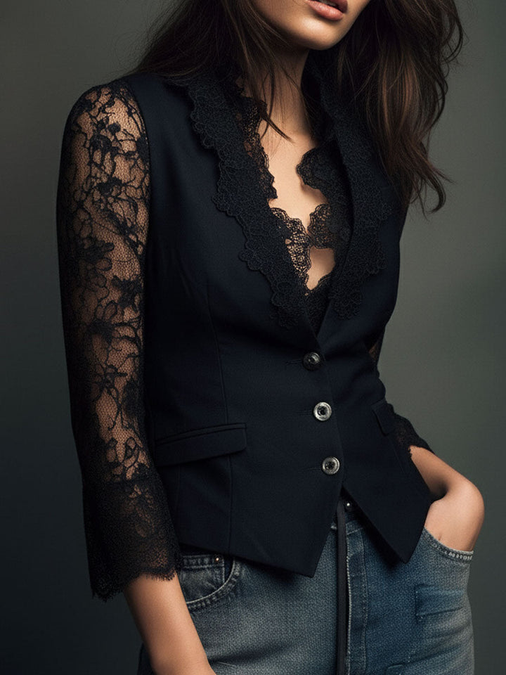 BLAZER CON MANICHE IN PIZZO PER DONNE
