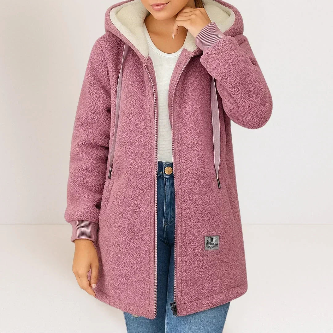 LIVIA ITALIA | GIACCA FLEECE LUNGA CON CAPPUCCIO PER DONNE