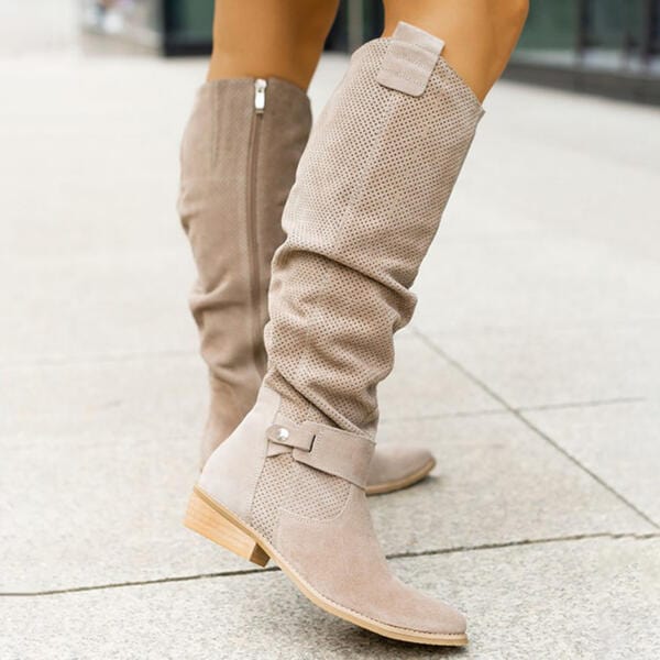 Sierra | Stivali Alti in Scamosciato Stile Western
