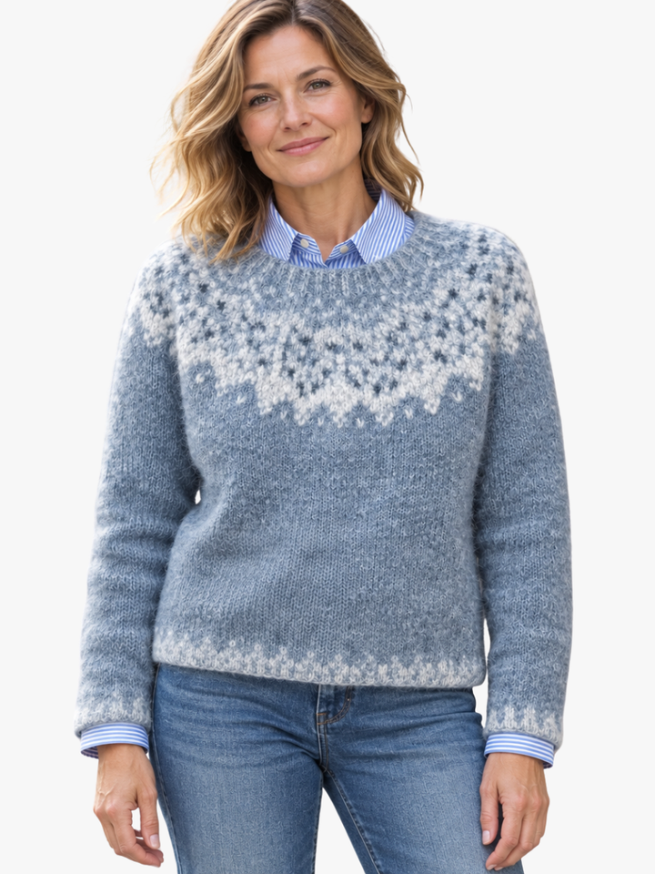 MAGLIONE A MOTIVO DI FIOCCHI DI NEVE PALE PER DONNE