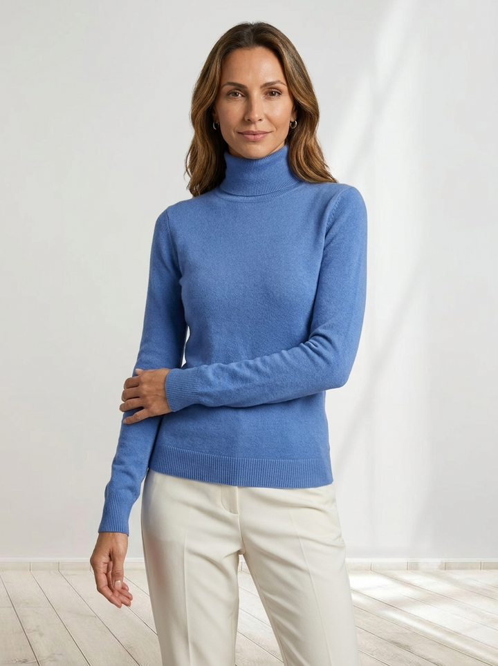 MAGLIONE CLASSICO ELEGANTE DA DONNA CON COLLO ALTO