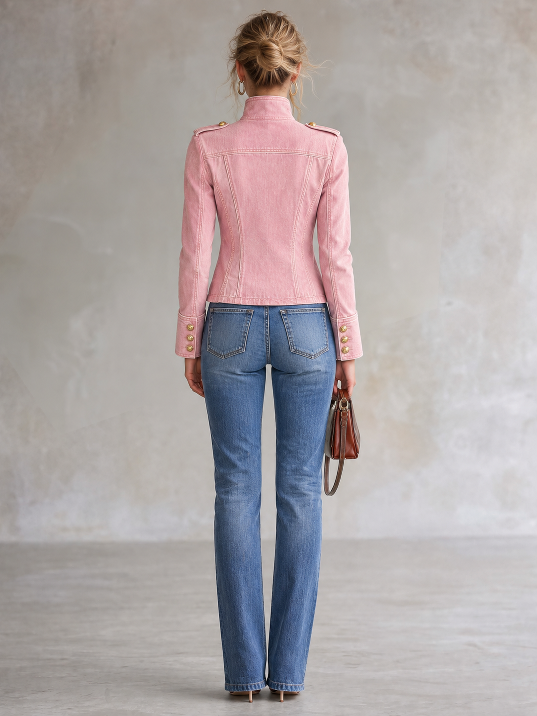 Marion | Giacca di Jeans in Stile Militare con Bottoni Dorati