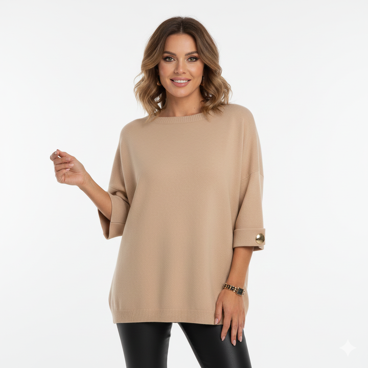 Elegante Maglione Oversized per Donna con Maniche a Bottoni