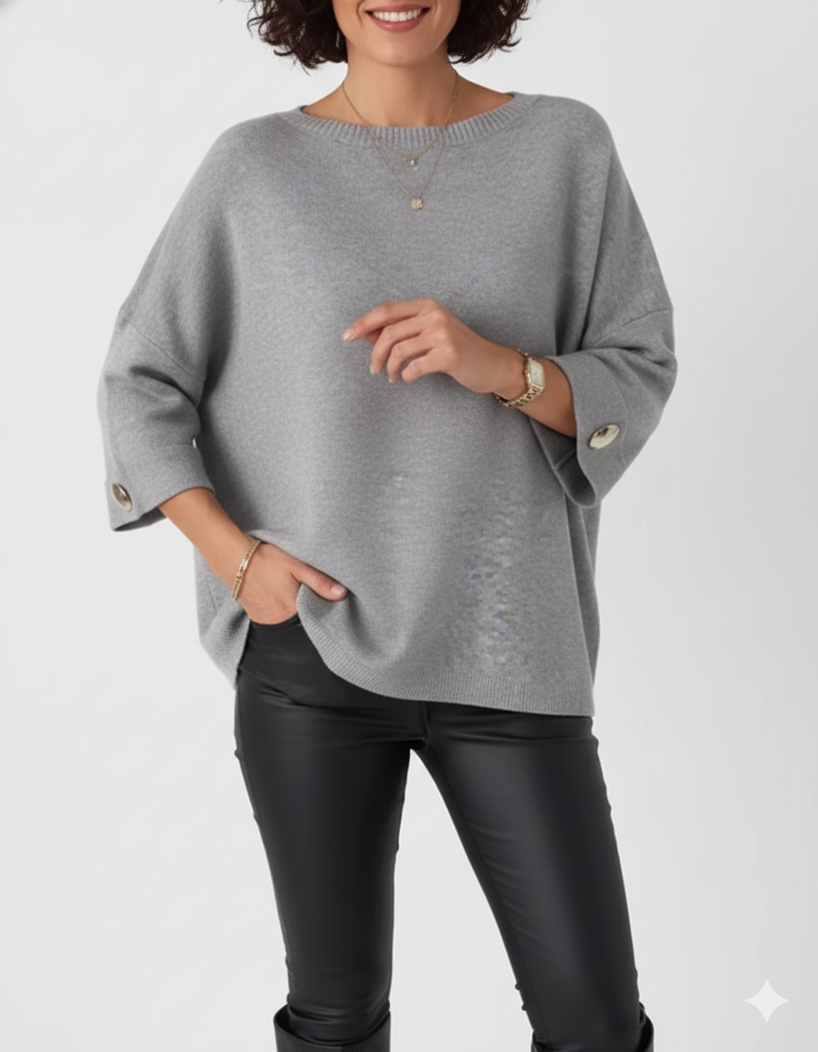 Elegante Maglione Oversized per Donna con Maniche a Bottoni