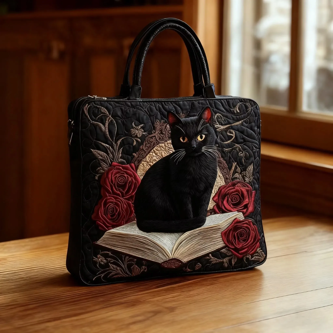 GATTO NERO CON LIBRO | BORSA ARTIGIANALE