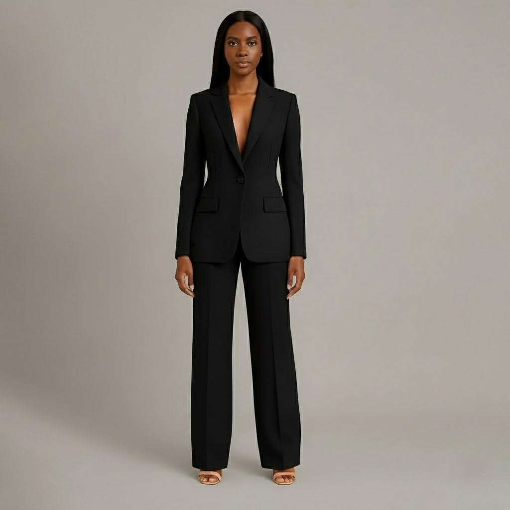 Set di Abito Formale Chic con Blazer Lungo su Misura per Donne