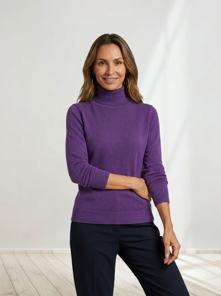 MAGLIONE CLASSICO ELEGANTE DA DONNA CON COLLO ALTO