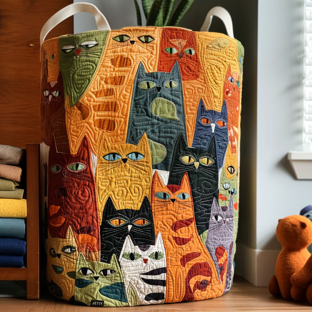 Pilar | Cesto Portabiancheria Trapuntato Banda di Gatti