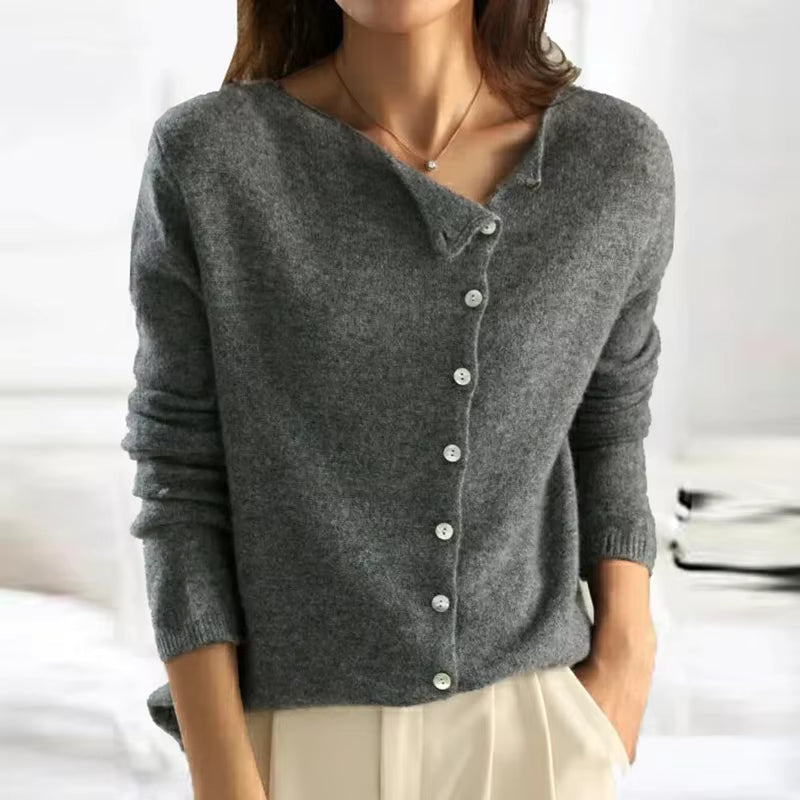 Cardigan da donna con scollo rotondo e bottoni