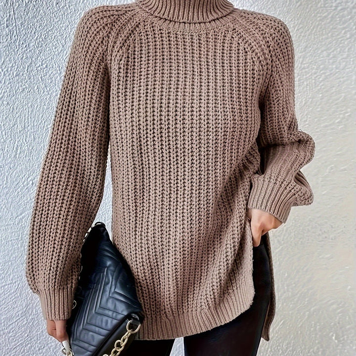 MAGLIONE CON COLLO ALTO E ORLO SFOGLIATO PER DONNE