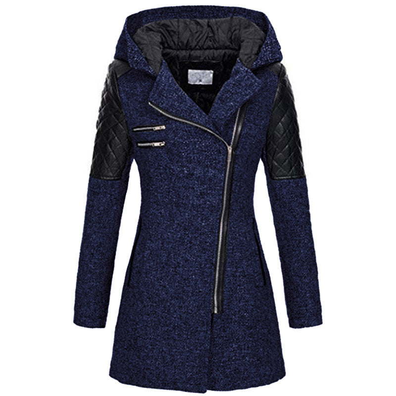 CAPPOTTO CON CAPPUCCIO ZIP ASIMMETRICO PER DONNE