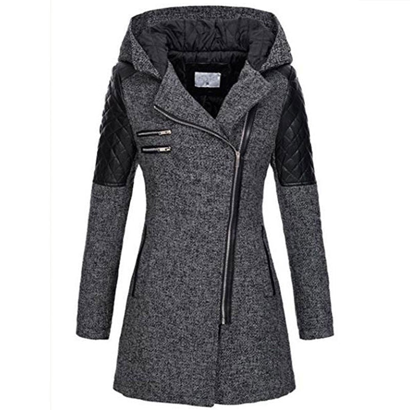 CAPPOTTO CON CAPPUCCIO ZIP ASIMMETRICO PER DONNE