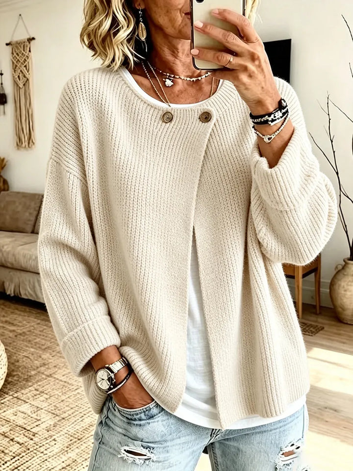 CARDIGAN IN MAGLIA A COSTE DA DONNA CON ORLO ASIMMETRICO