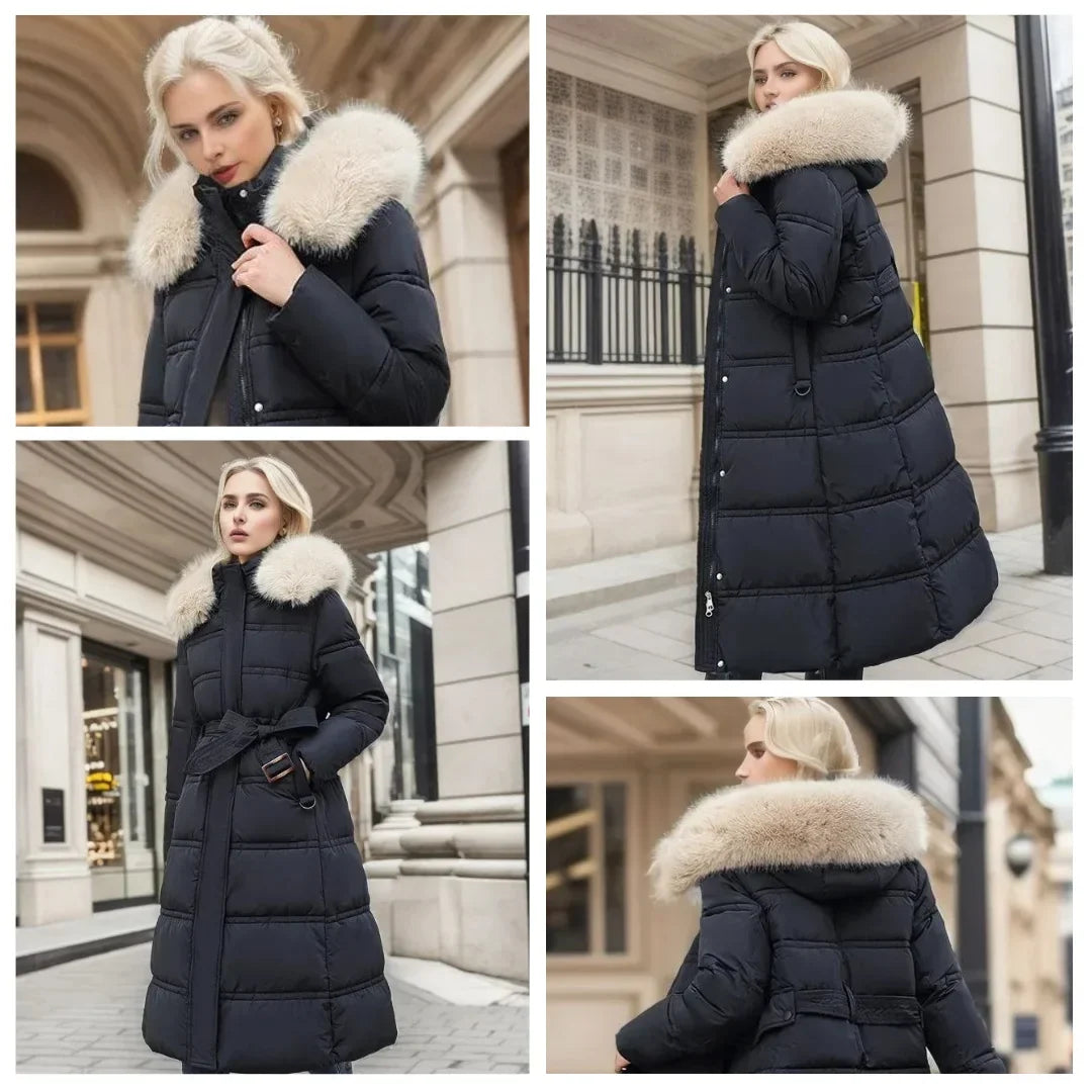 Parka invernale di design con cappuccio in pelliccia