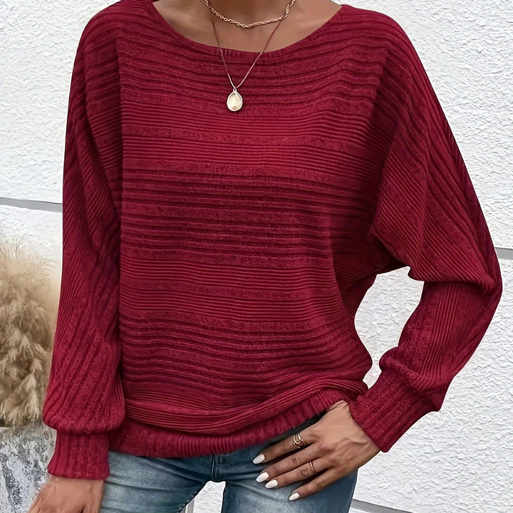 MAGLIONE A MANICHE BATWING RIBBATO PER DONNE