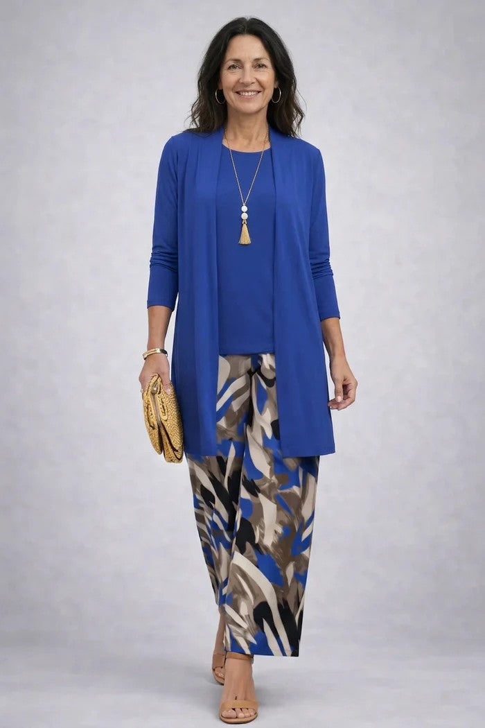 SET TROUSER STAMPATO ELEGANTE DA DONNA IN TRE PEZZI