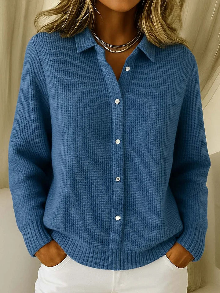 Émilie | Cardigan invernale elegante in maglia con colletto donna