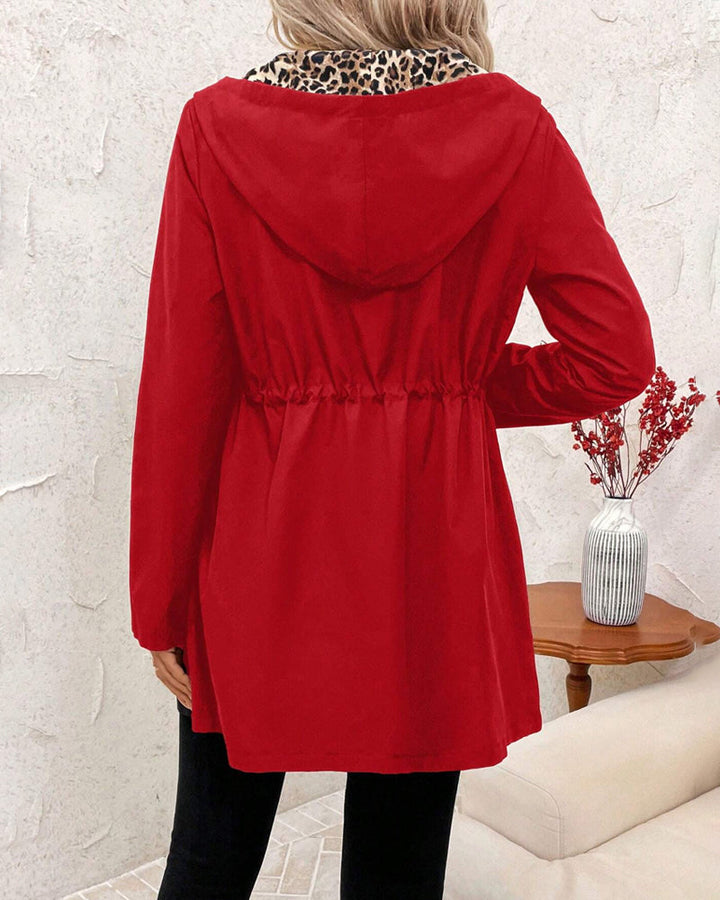 MANTELLO CON CAPPUCCIO REVERSIBILE IN STAMPA LEOPARDO PER DONNE