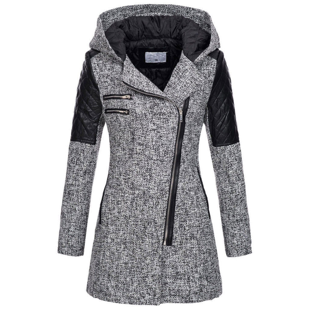 CAPPOTTO CON CAPPUCCIO ZIP ASIMMETRICO PER DONNE