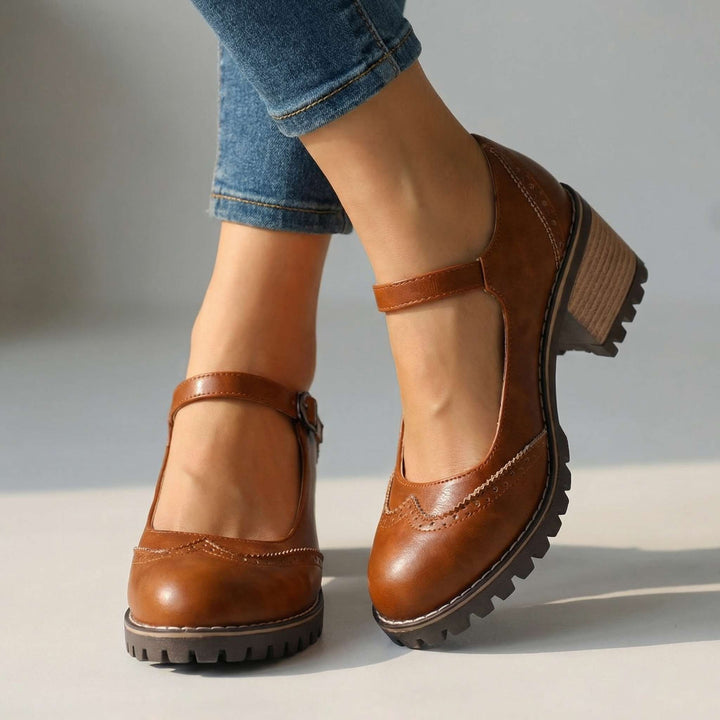 SCARPE MARY JANE DONNA ELEGANTI CON TALLONE A BLOCCO