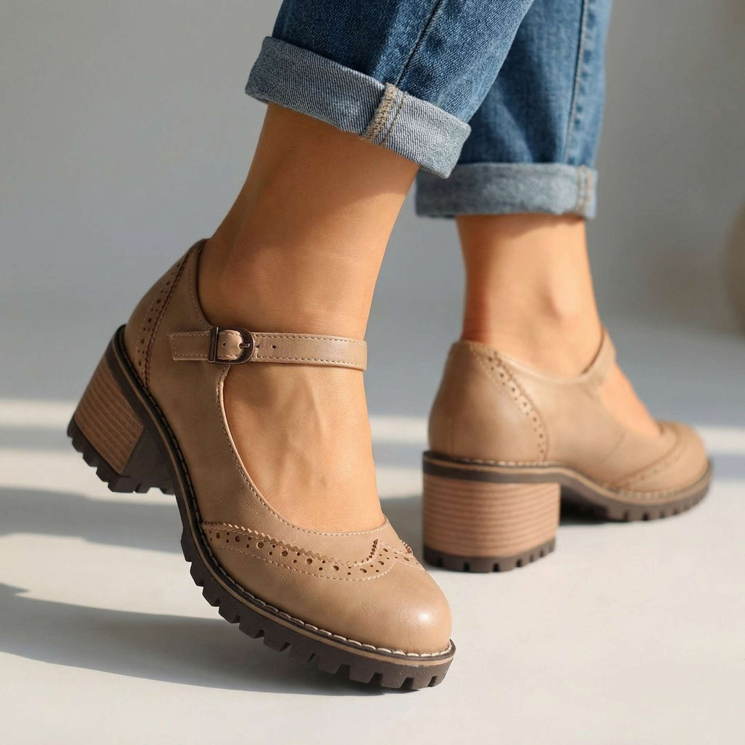 SCARPE MARY JANE DONNA ELEGANTI CON TALLONE A BLOCCO