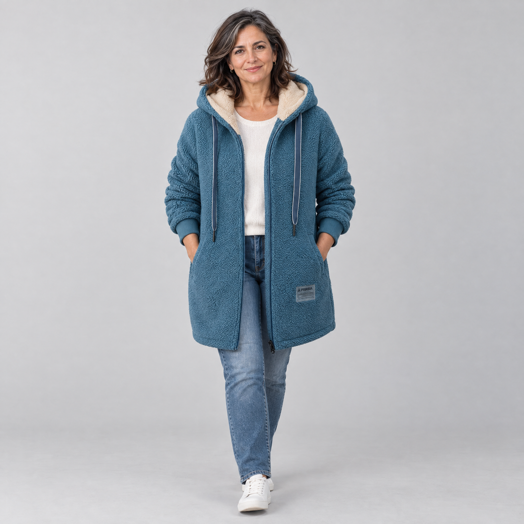 LIVIA ITALIA | GIACCA FLEECE LUNGA CON CAPPUCCIO PER DONNE