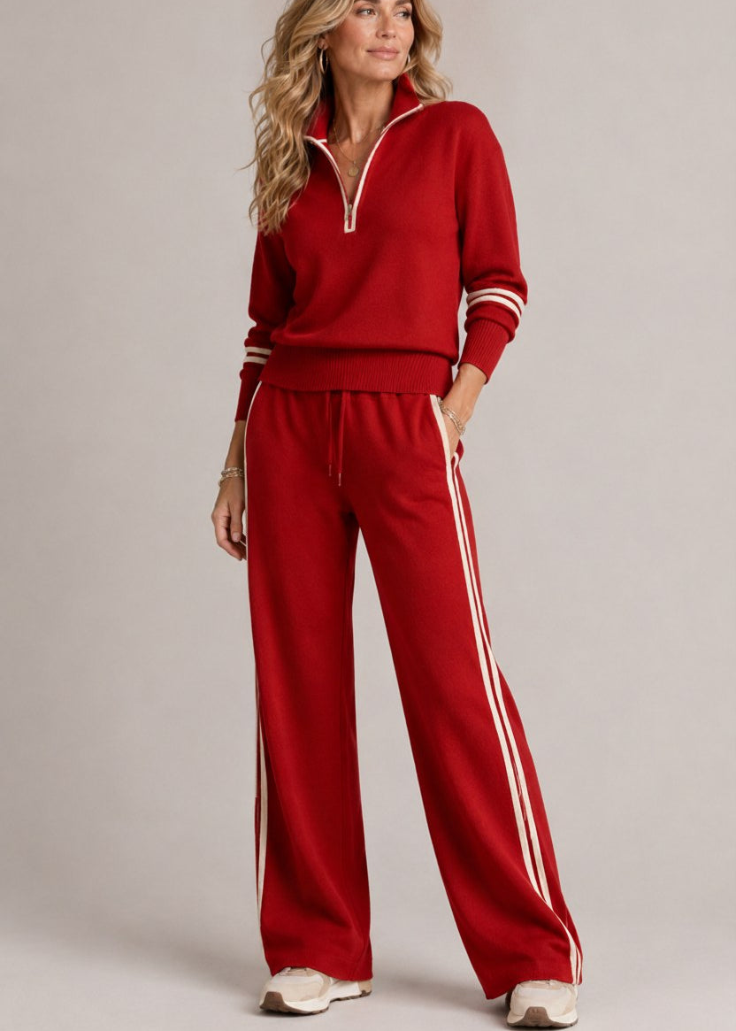COMPLETO A RIGHE CON ZIP MEZZA PER DONNE
