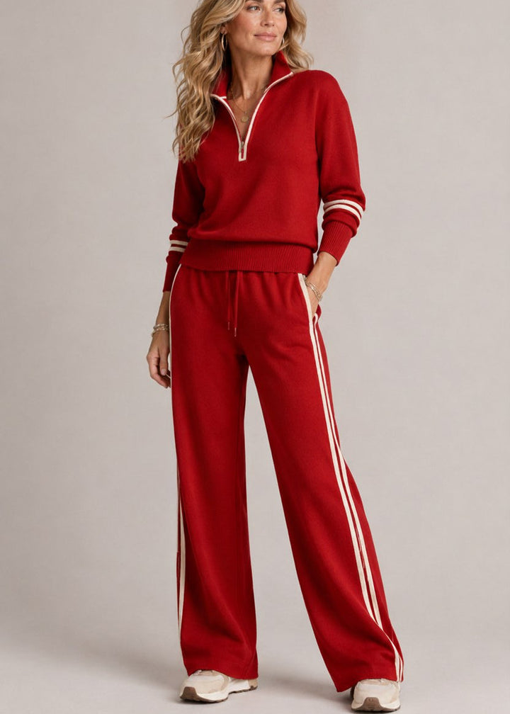 COMPLETO A RIGHE CON ZIP MEZZA PER DONNE