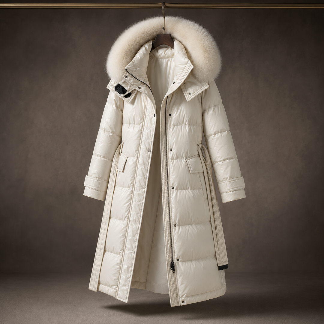 CAPPOTTO LUNGO DA DONNA IN PUFFER CON CAPPUCCIO IN FINTAPELLE