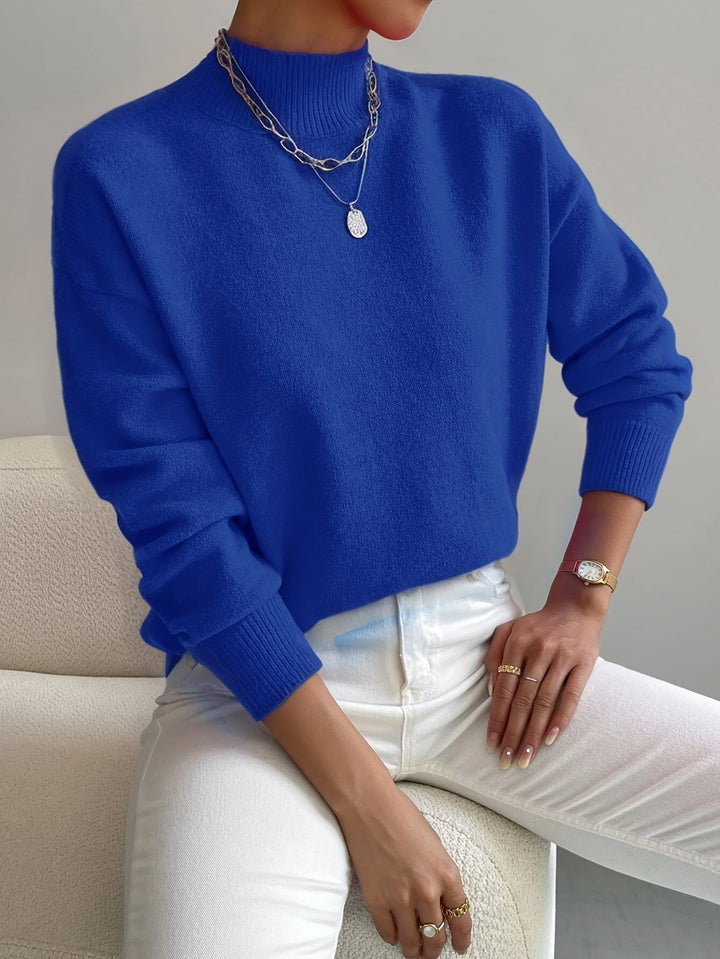 Elegante Maglione Donna a Collo Alto con Taglio Dritto