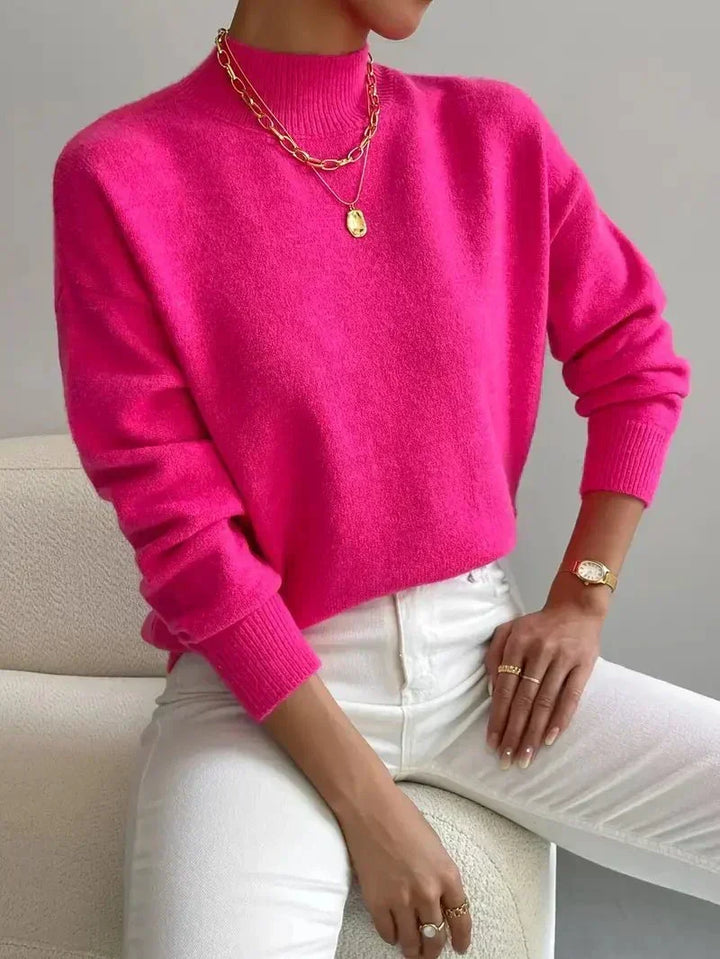 Elegante Maglione Donna a Collo Alto con Taglio Dritto