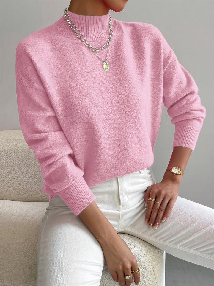 Elegante Maglione Donna a Collo Alto con Taglio Dritto