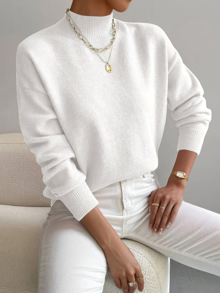 Elegante Maglione Donna a Collo Alto con Taglio Dritto