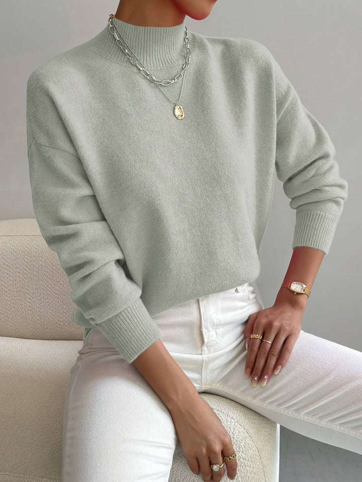 Elegante Maglione Donna a Collo Alto con Taglio Dritto
