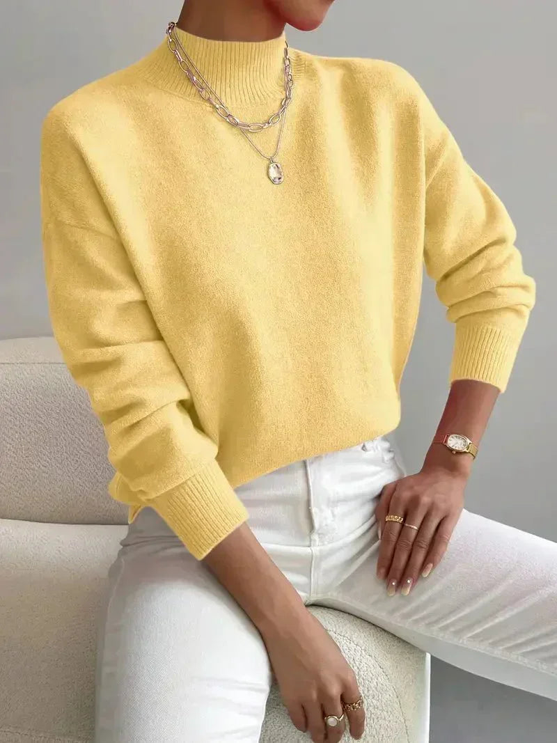 Elegante Maglione Donna a Collo Alto con Taglio Dritto