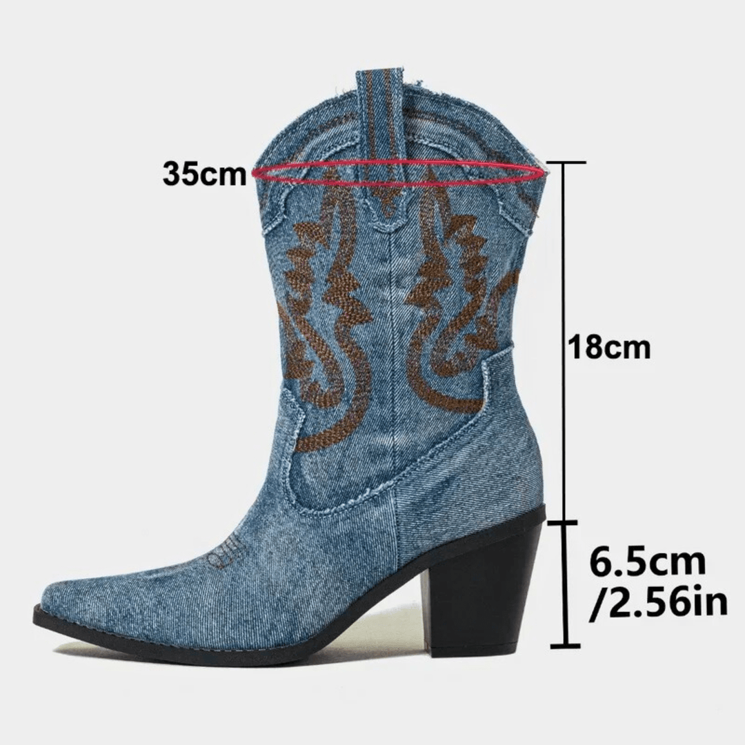Veloria | Stivaletti Western in Denim