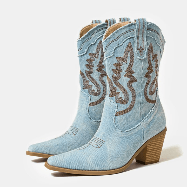 Veloria | Stivaletti Western in Denim